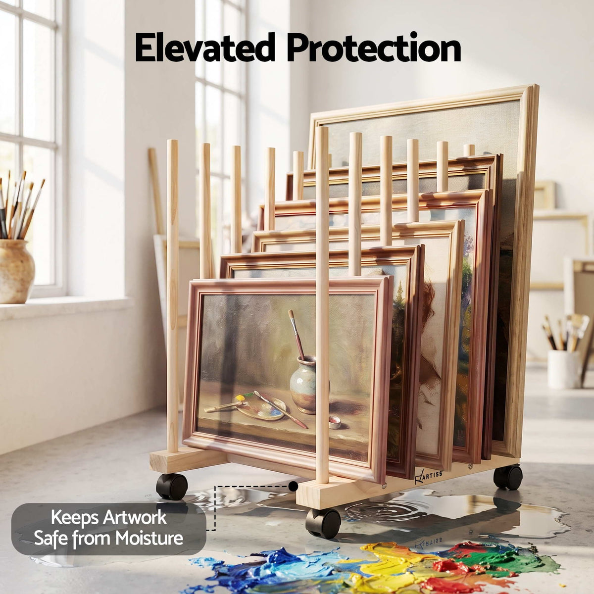 Alona.com.au Home & Garden > Hobbies > Arts & Crafts Artiss Wooden Art Drying & Canvas Storage Rack with Caster Wheels for Studio,Galleries,Classroom