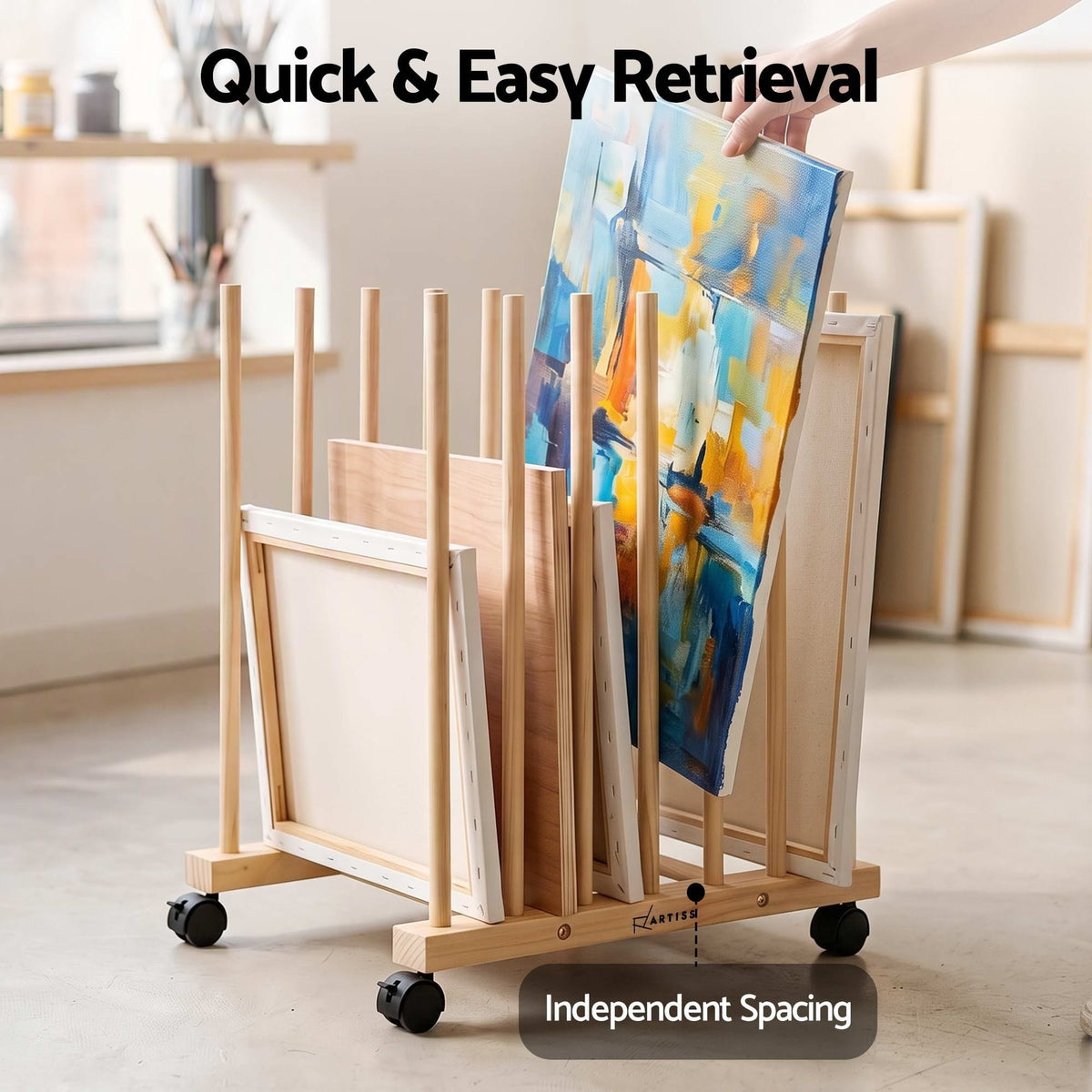 Alona.com.au Home & Garden > Hobbies > Arts & Crafts Artiss Wooden Art Drying & Canvas Storage Rack with Caster Wheels for Studio,Galleries,Classroom
