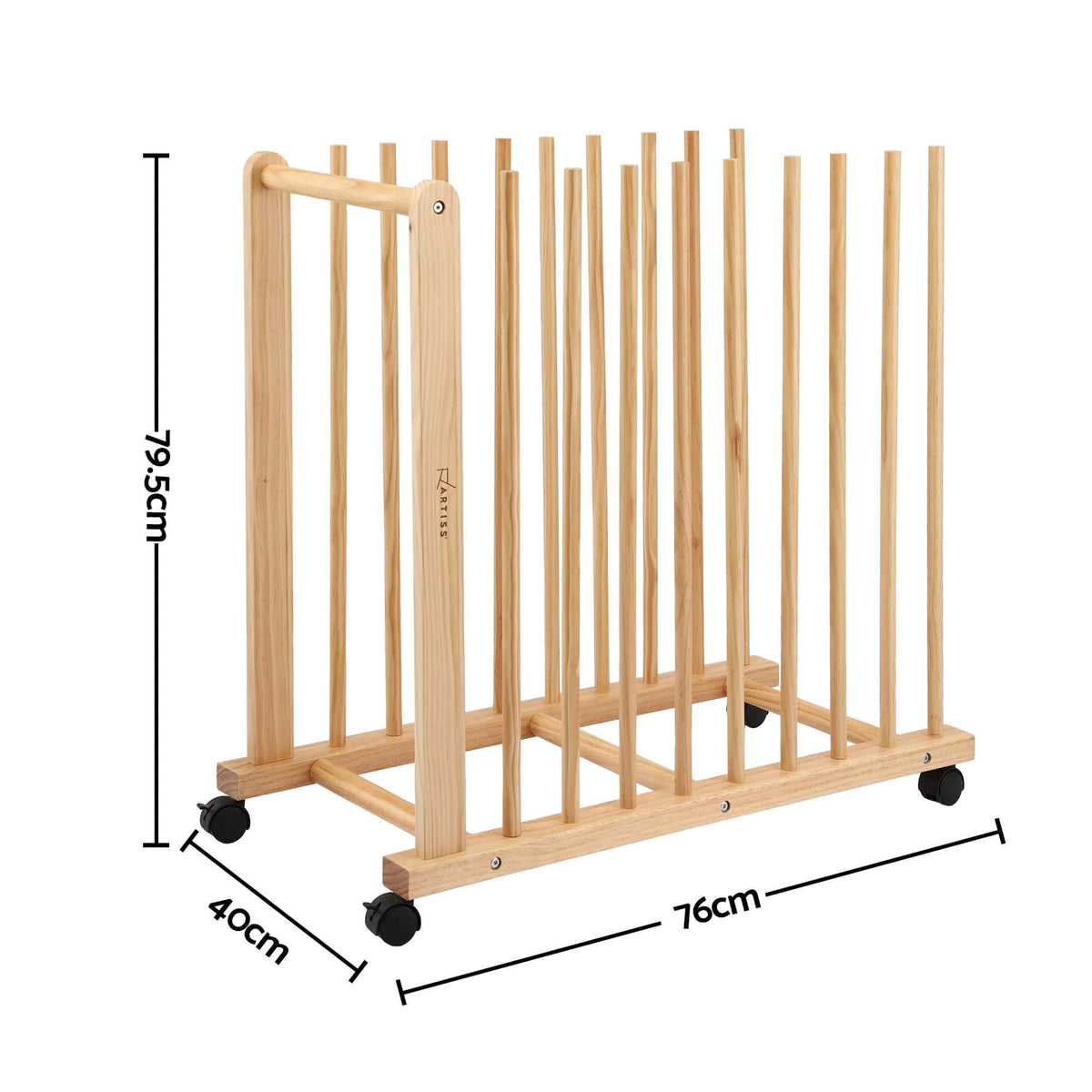 Alona.com.au Home & Garden > Hobbies > Arts & Crafts Artiss Art Drying & Storage Rack with Caster Wheels, Solid Wood Adjustable Slots Rack for Drawing Boards, Panels, Paintings, Artworks Display
