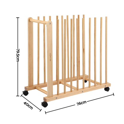 Alona.com.au Home & Garden > Hobbies > Arts & Crafts Artiss Art Drying & Storage Rack with Caster Wheels, Solid Wood Adjustable Slots Rack for Drawing Boards, Panels, Paintings, Artworks Display