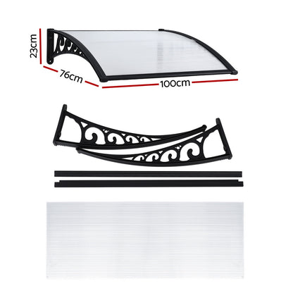 Instahut Window Door Awning 0.8mx1m Transparent