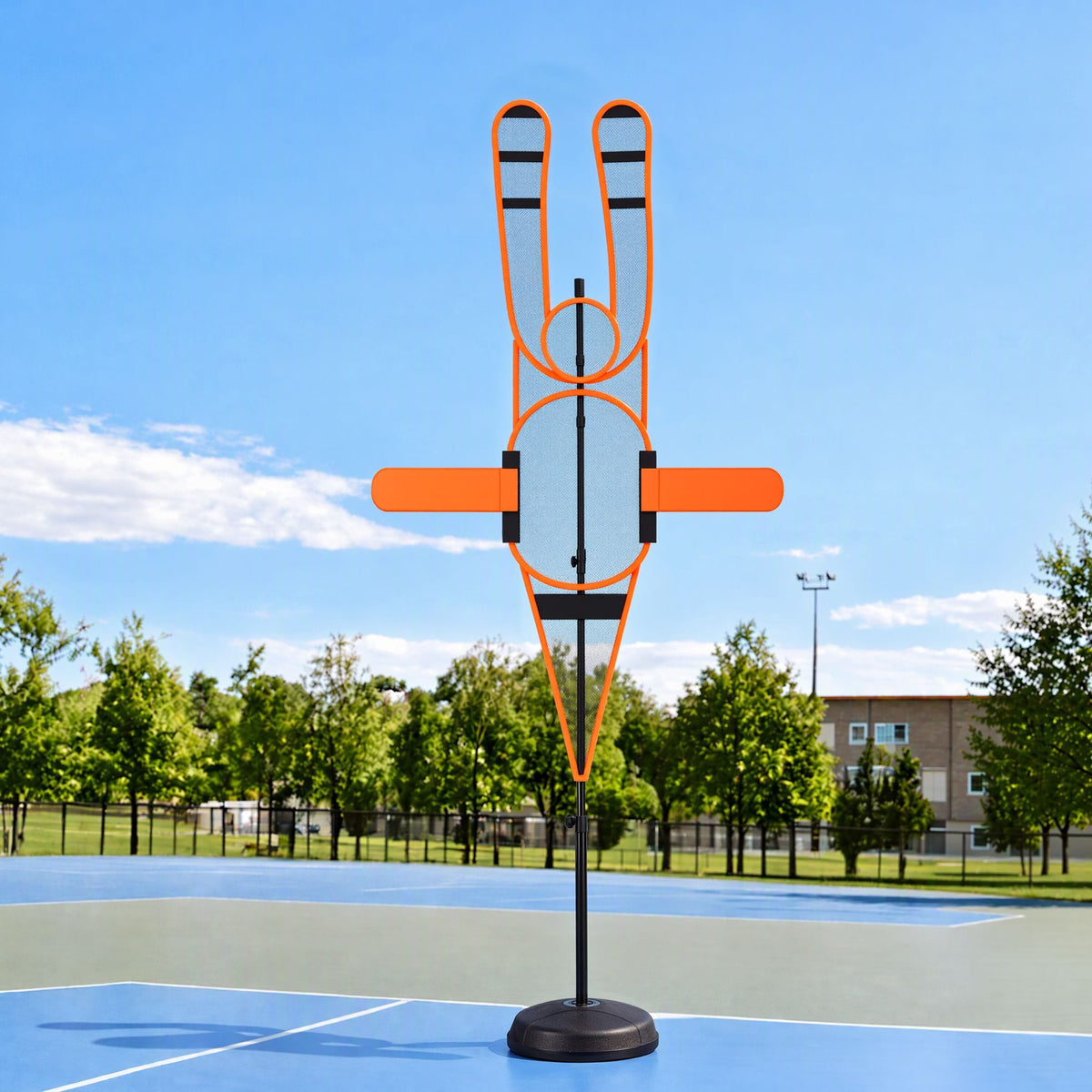 Alona.com.au Sports & Fitness > Ball Sports > Basketball & Basketball Accessories Basketball Defender Dummy 155-275cm Adjustable Shooting Passing Training Mannequin Black Orange