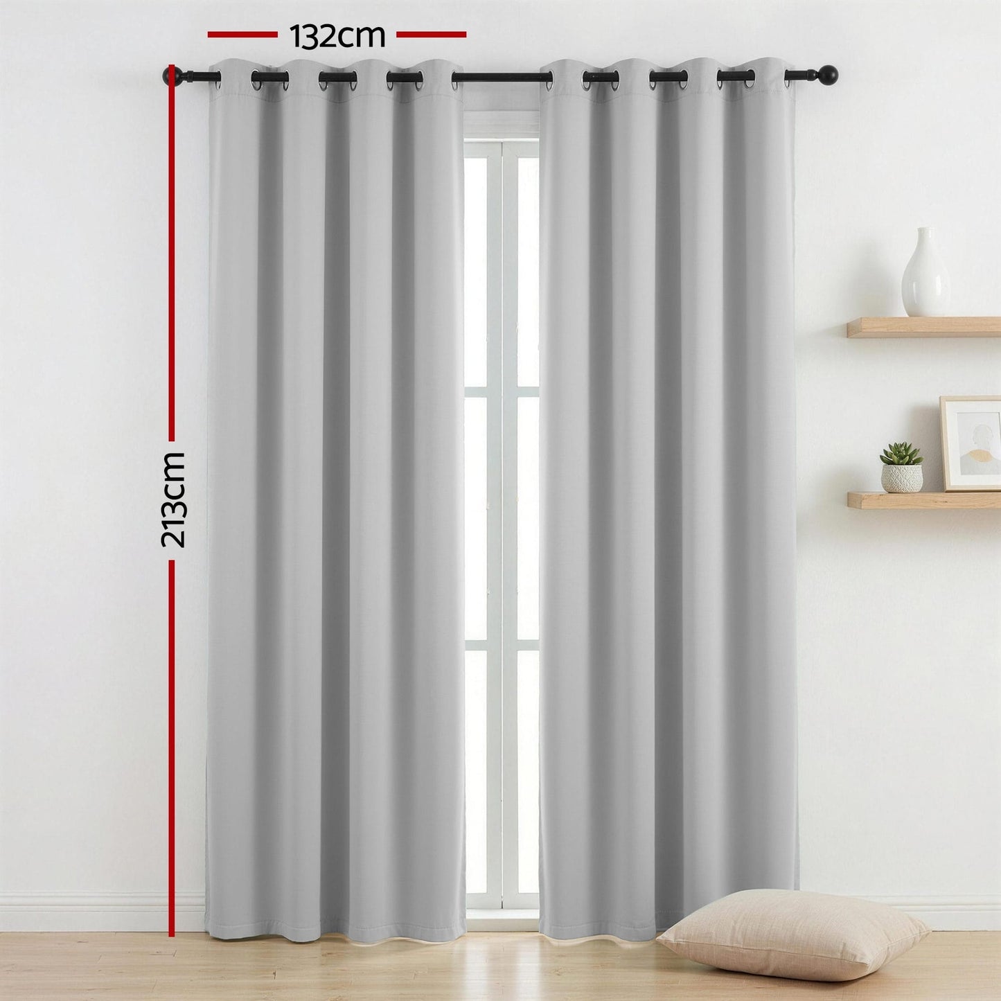 Artiss Blockout Curtains 2X 132x213cm Thermal Insulated Eyelet Drapes Grey