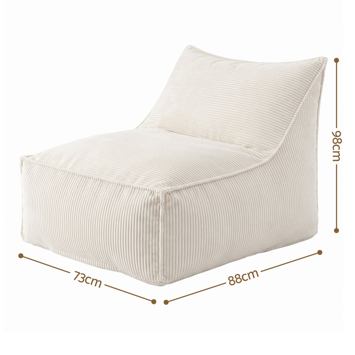 Artiss Bean Bag Chair Cover (No Filler) Soft Corduroy Stuffed Animal Storage Bean Bag Cover for Adults, Washable Lazy Sofa Cover for Living Room Bedroom, Beige