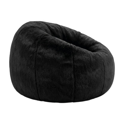 Artiss Bean Bag Chair Cover (No Filler) Soft Faux Fur Beanbag Cover Large Round Stuffed Animal Storage Bean Bag Cover Washable Lazy Sofa Cover for Adults Kids Teens, Black