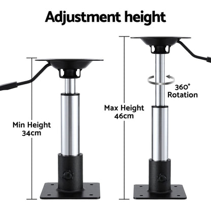 Seamanship Boat Seat Pedestal 34-46cm Adjustable Gas Lift 360 Degrees Swivel