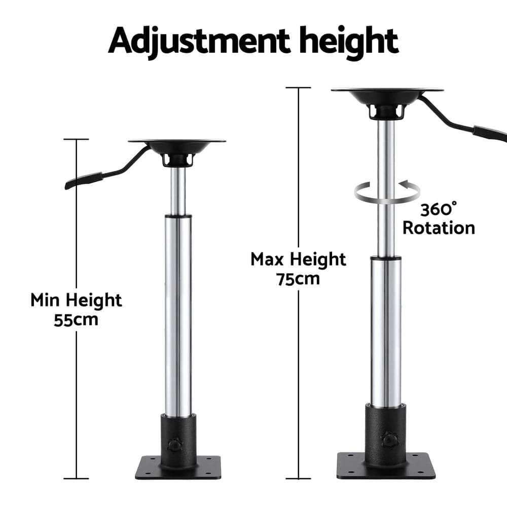 Seamanship Boat Seat Pedestal 55-75cm Adjustable Gas Lift 360 Degrees Swivel