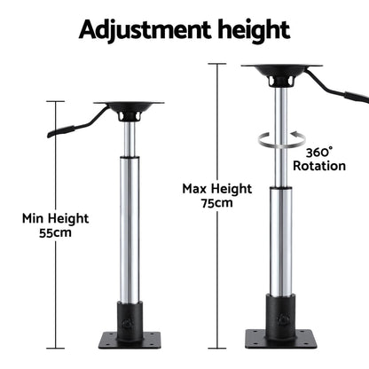 Seamanship Boat Seat Pedestal 55-75cm Adjustable Gas Lift 360 Degrees Swivel