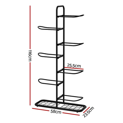 Everfit Ball Storage Rack Sports Equipment Organizer 7-Tier Holder for Garage Gym Black