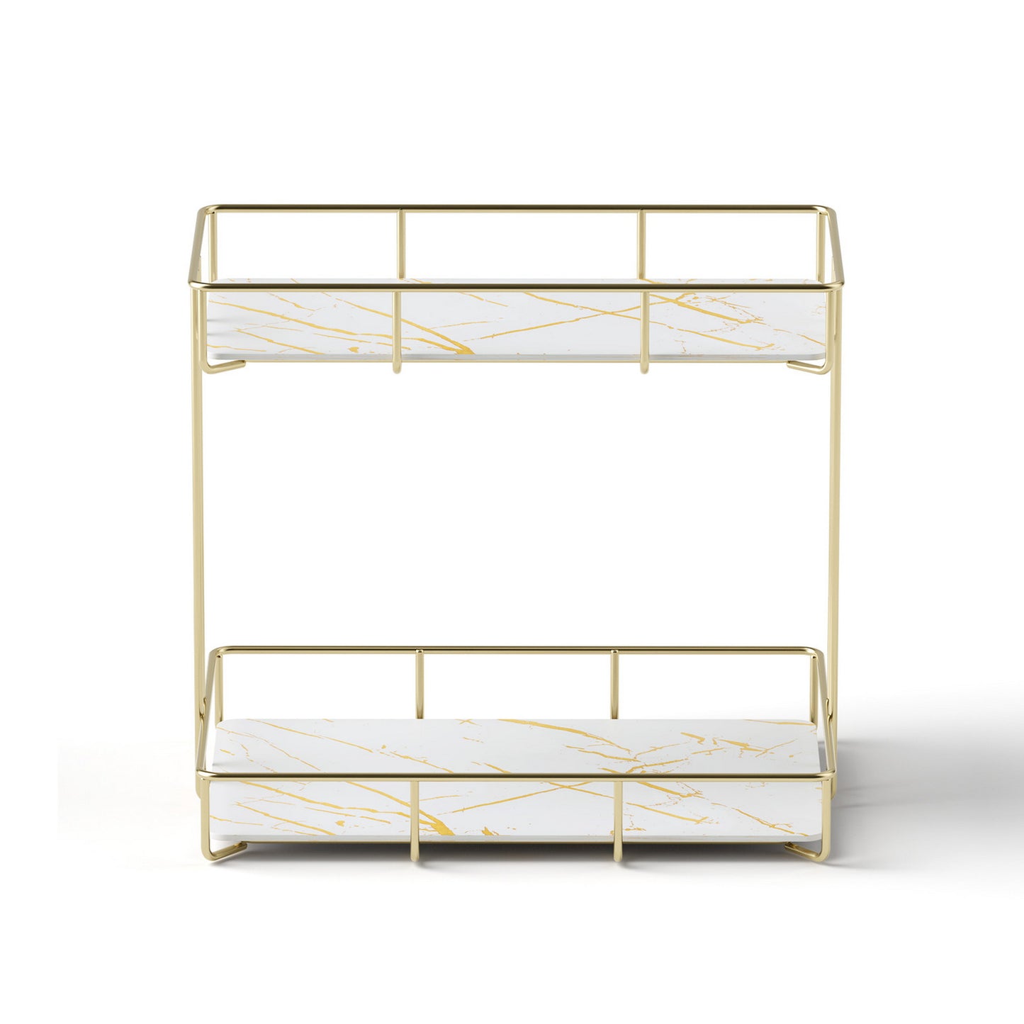 Artiss Bathroom Storage Rack 2 Tier Corner Organiser Gold Marble Look