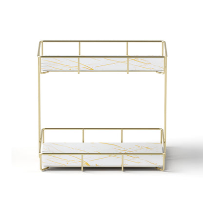 Artiss Bathroom Storage Rack 2 Tier Corner Organiser Gold Marble Look