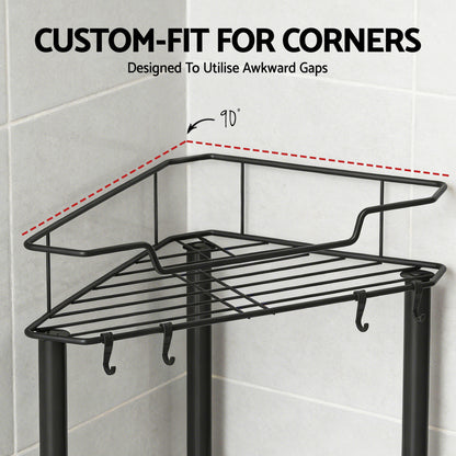 Artiss 4 Tier Floor Standing Corner Shower Caddy Bathroom Organizer Black