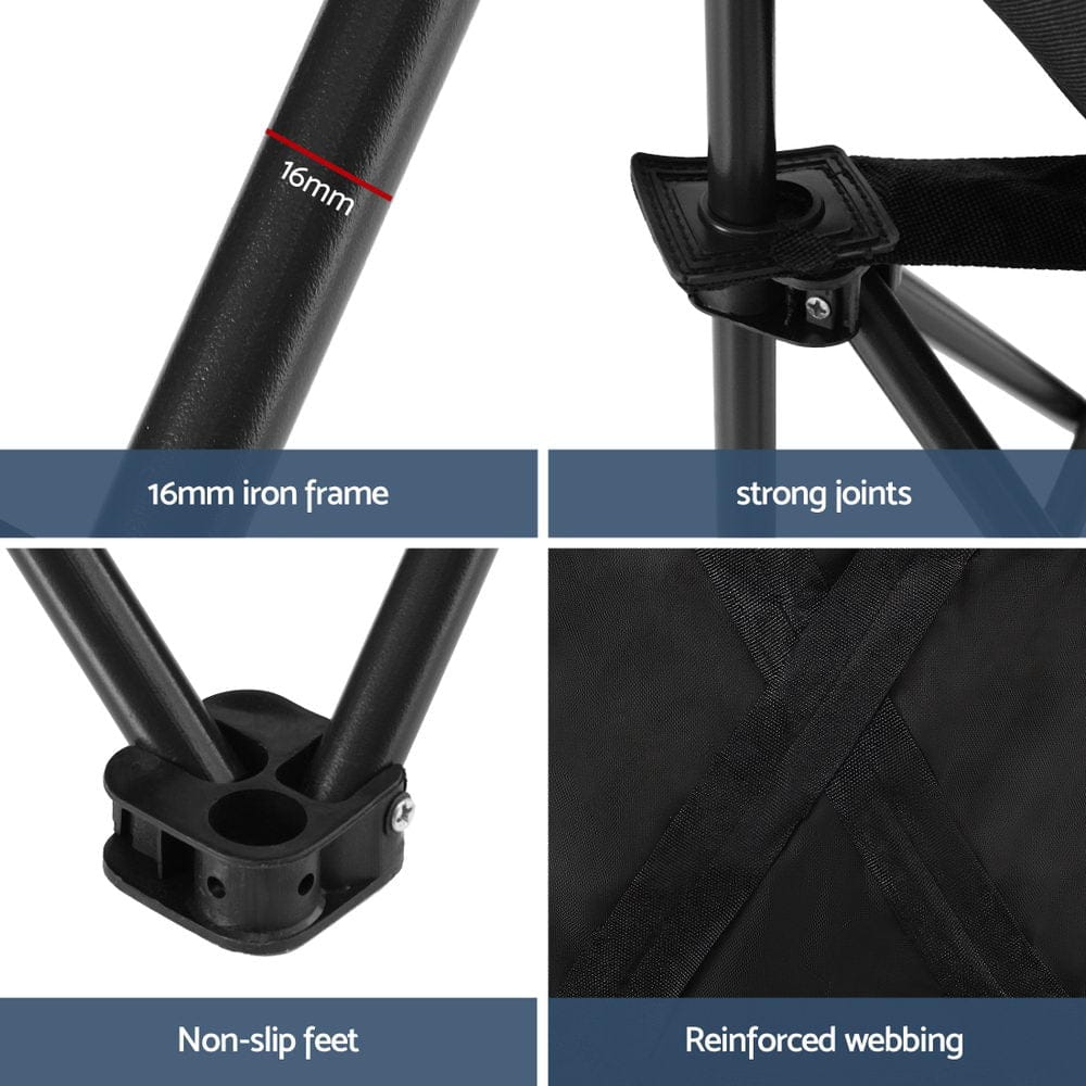 Weisshorn Folding Camping Moon Chair Portable Seat Weight Capacity 120KG Black