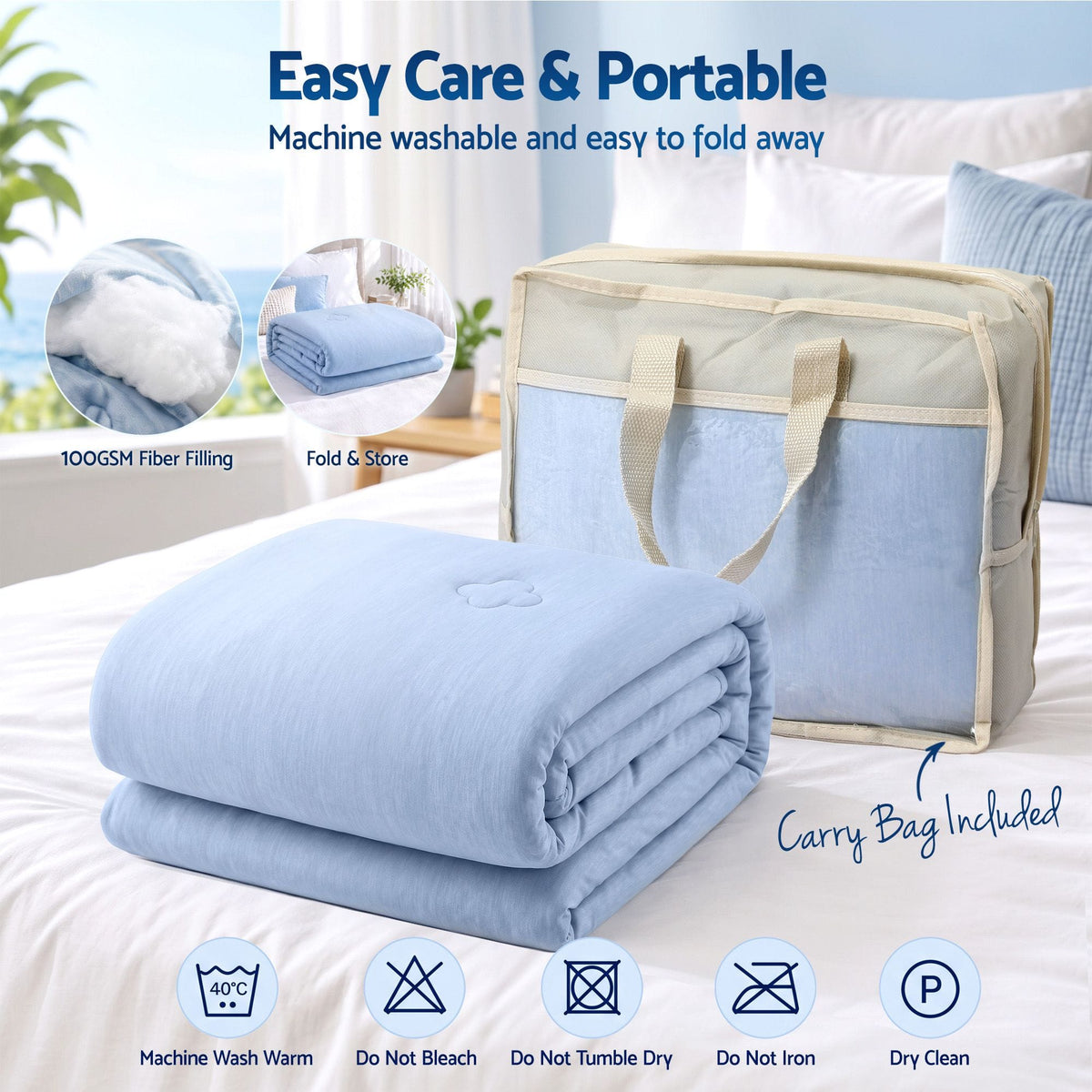 Alona.com.au Home & Garden > Bedding > Blankets & Throws Giselle Cooling Blanket Double 180 x 210cm Summer Quilt Lightweight Hot Sleepers