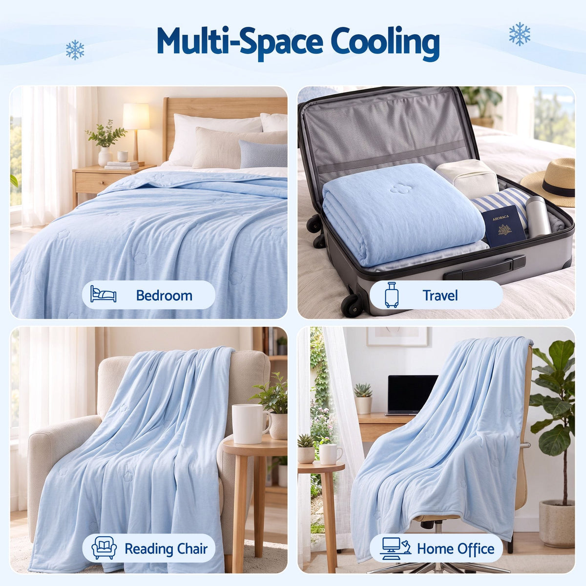 Giselle Cooling Blanket 210cm x 210cm Queen Summer Quilt Sleepers Double Sided