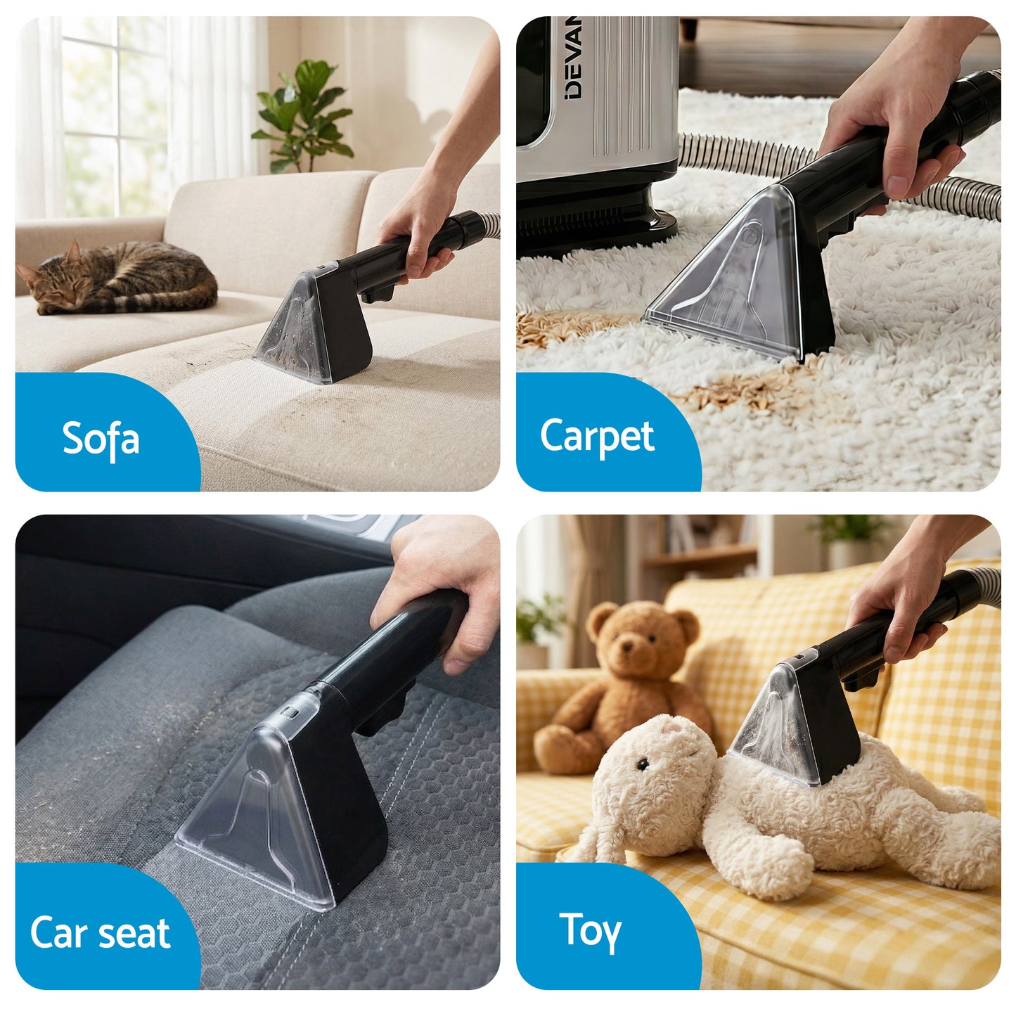 Devanti Carpet Washer Vacuum Cleaner 600W 13kpa Hose Self-Cleaning Function