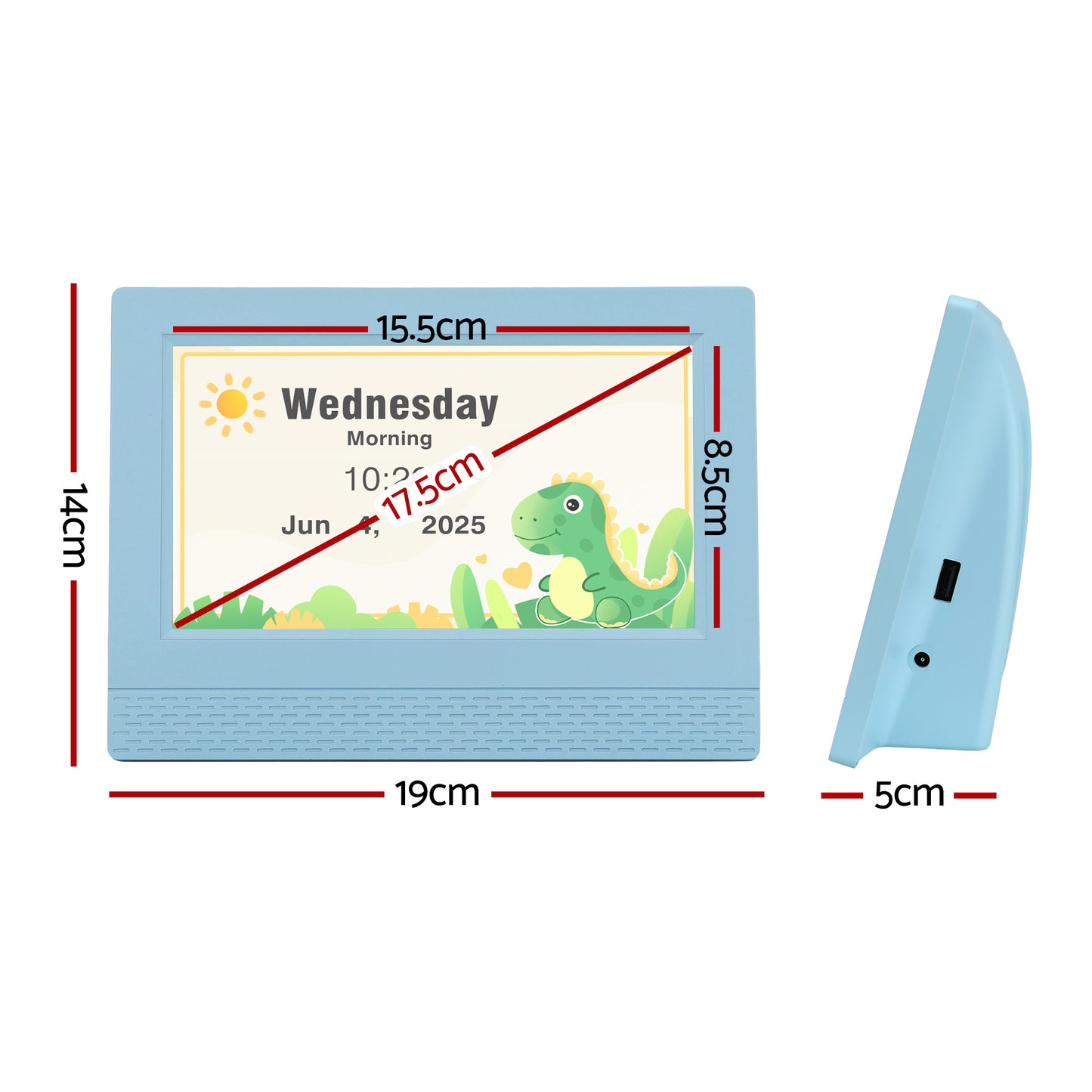 Artiss 7" Digital Day Clock Calendar Alarm LCD Children Sleep Trainer Clocks Blue