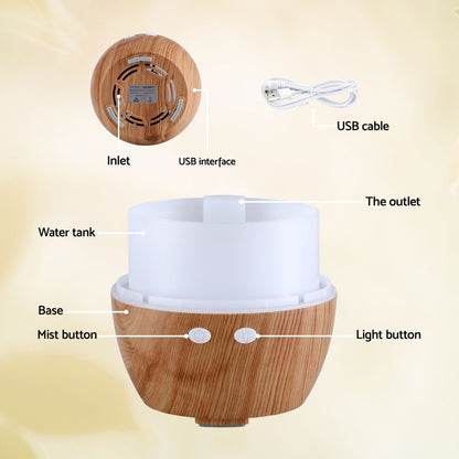 Devanti Ultrasonic Aroma Diffuser Aromatherapy 130ml LED Lights Iron Humidifier Forest