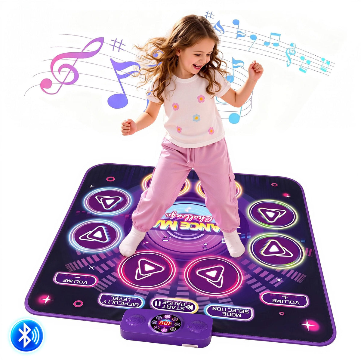 Keezi Dance Mat Toy for Kids Age 3-12 Electronic Dance Pad with Bluetooth 4 Game Modes Purple