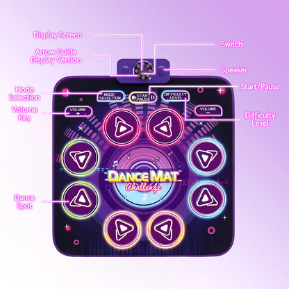 Keezi Dance Mat Toy for Kids Age 3-12 Electronic Dance Pad with Bluetooth 4 Game Modes Purple