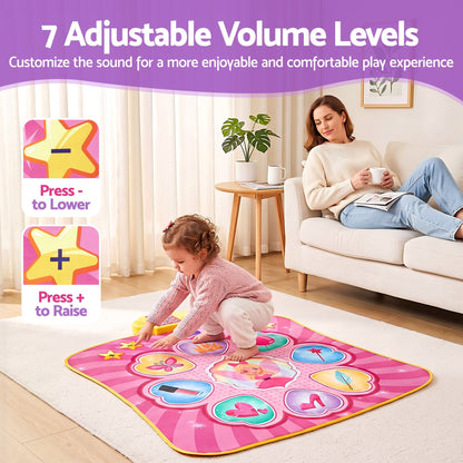 Keezi Dance Mat for Kids Age 3-12 Electronic Dance Game Pad Toy with 3 Game Modes, Pink