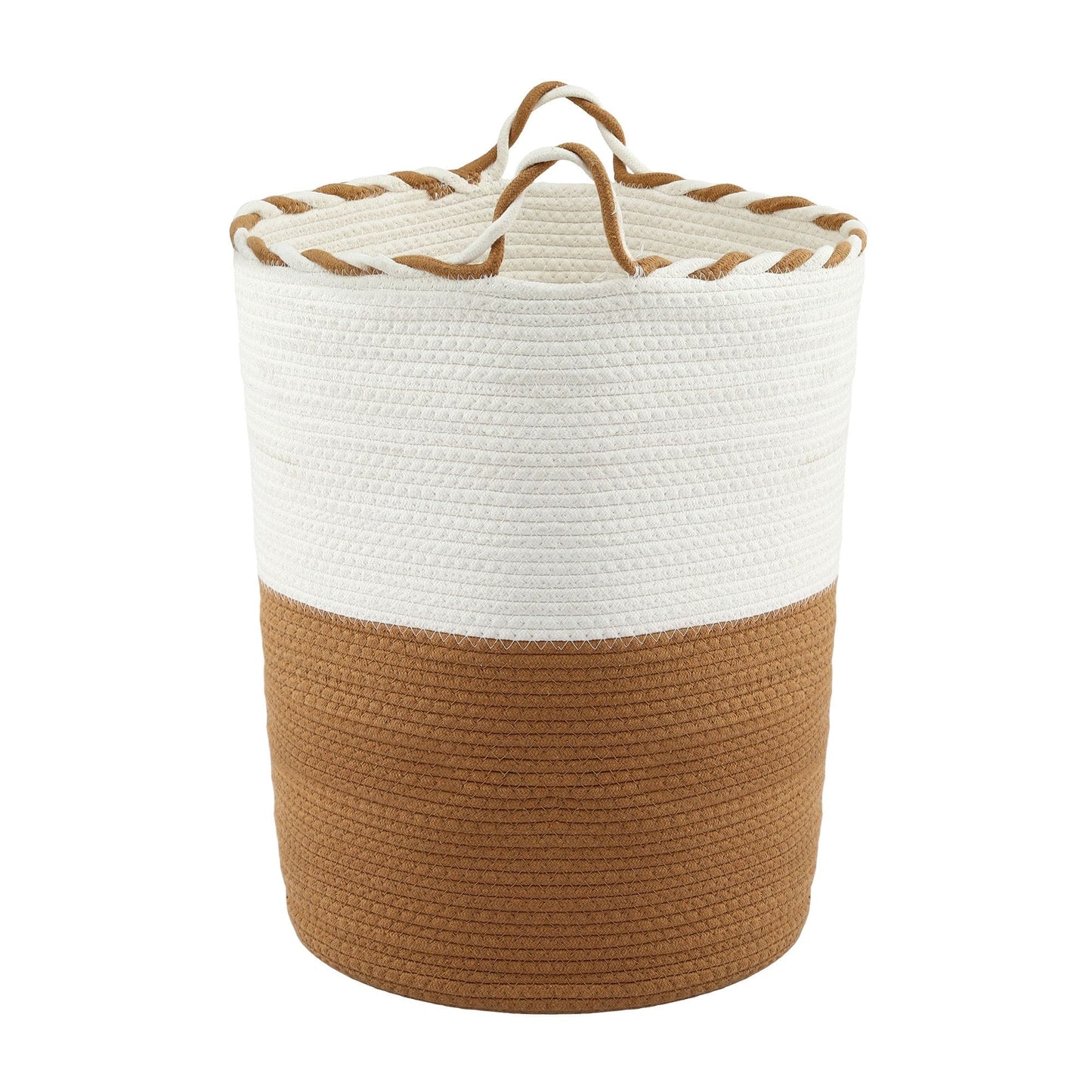 Artiss Woven Laundry Basket with handles Foldable White & Brown