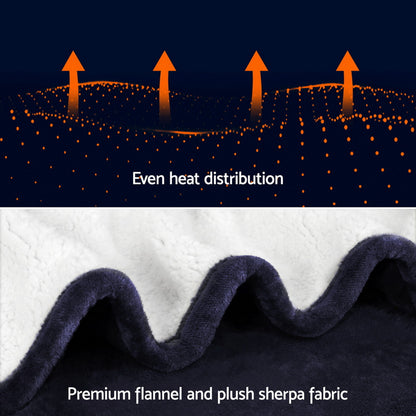 Giselle Electric Throw Rug Heated Blanket Fleece Charcoal