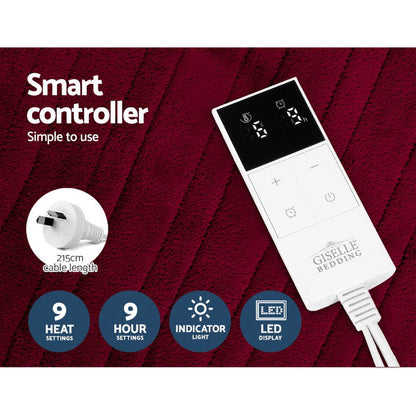 Giselle Electric Throw Rug Heated Blanket Fleece Red