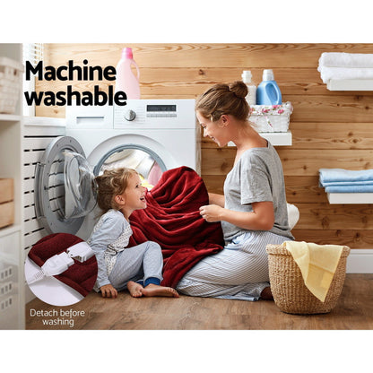 Giselle Electric Throw Rug Heated Blanket Fleece Red