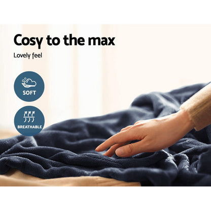 Giselle Bedding Heated Electric Throw Rug Fleece Sunggle Blanket Washable Charcoal