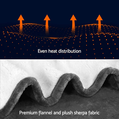 Giselle Electric Throw Rug Heated Blanket Washable Snuggle Flannel Winter Grey