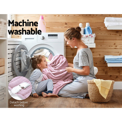 Giselle Electric Throw Rug Heated Blanket Fleece Pink