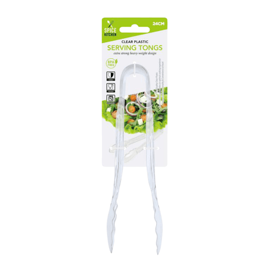 Plastic Clear Salad Food Tongs Clip Serving Kitchen Clamp Buffet Bread BBQ 24cm