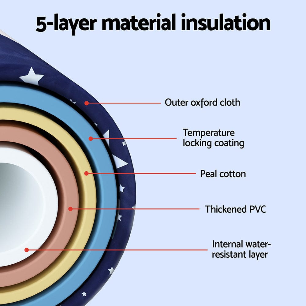 Weisshorn Foldable Bathtub PVC SPA Bucket Inflatable Cushion 114x62cm Star Navy