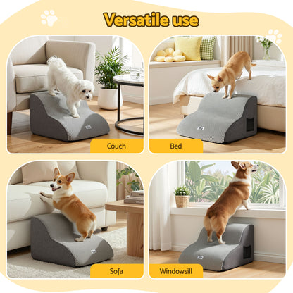 i.Pet Dog Ramp 2 Steps For Small Dogs Bed Sofa Car Foam Non-Slip Pet Cat Stairs
