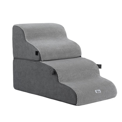 i.Pet Dog Stairs and Bed 2-in-1 Sofa Car Foam Non-Slip Washable Pet Stairs Indoor Grey