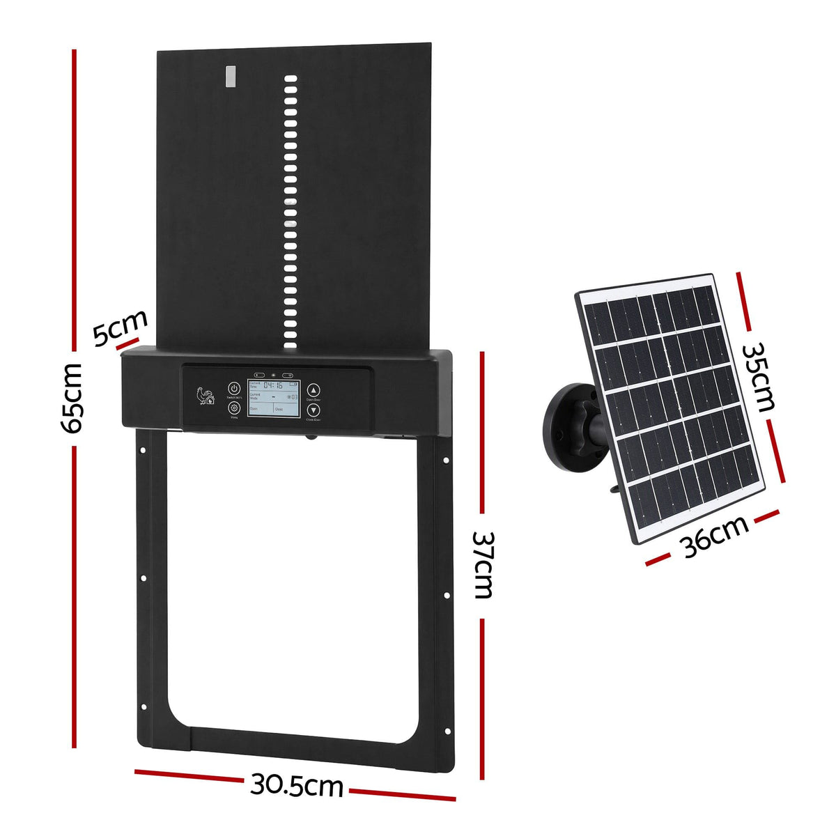 Alona.com.au Pet Care > Bird > Bird Cage Accessories Giantz Automatic Chicken Coop Door 37cm Solar Powered Smart App Control Black