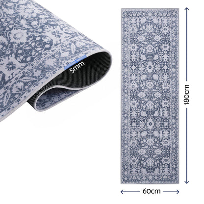 Artiss 60 x 180 cm Runner Rugs for Hallway Bedroom Pad-Free Dense Dot Backing Stops Slipping & Robot Vacuum Friendly, Vintage Carpet for Reading Nook Dining Area, 100% Polyester Washable