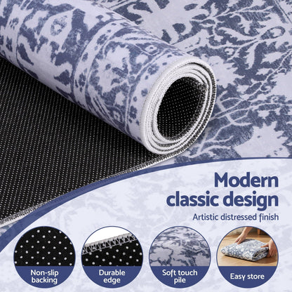 Artiss 60 x 180 cm Runner Rugs for Hallway Bedroom Pad-Free Dense Dot Backing Stops Slipping & Robot Vacuum Friendly, Vintage Carpet for Reading Nook Dining Area, 100% Polyester Washable