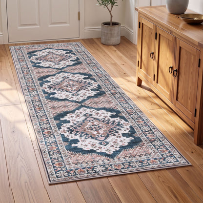 Artiss 80 x 300 cm Washable Runner Area Rug No Hard Glue Quilt-Like Soft for Home Decor, 0.5cm Ultra-Thin Pet Friendly Bohemian Medallion Bedroom Carpet