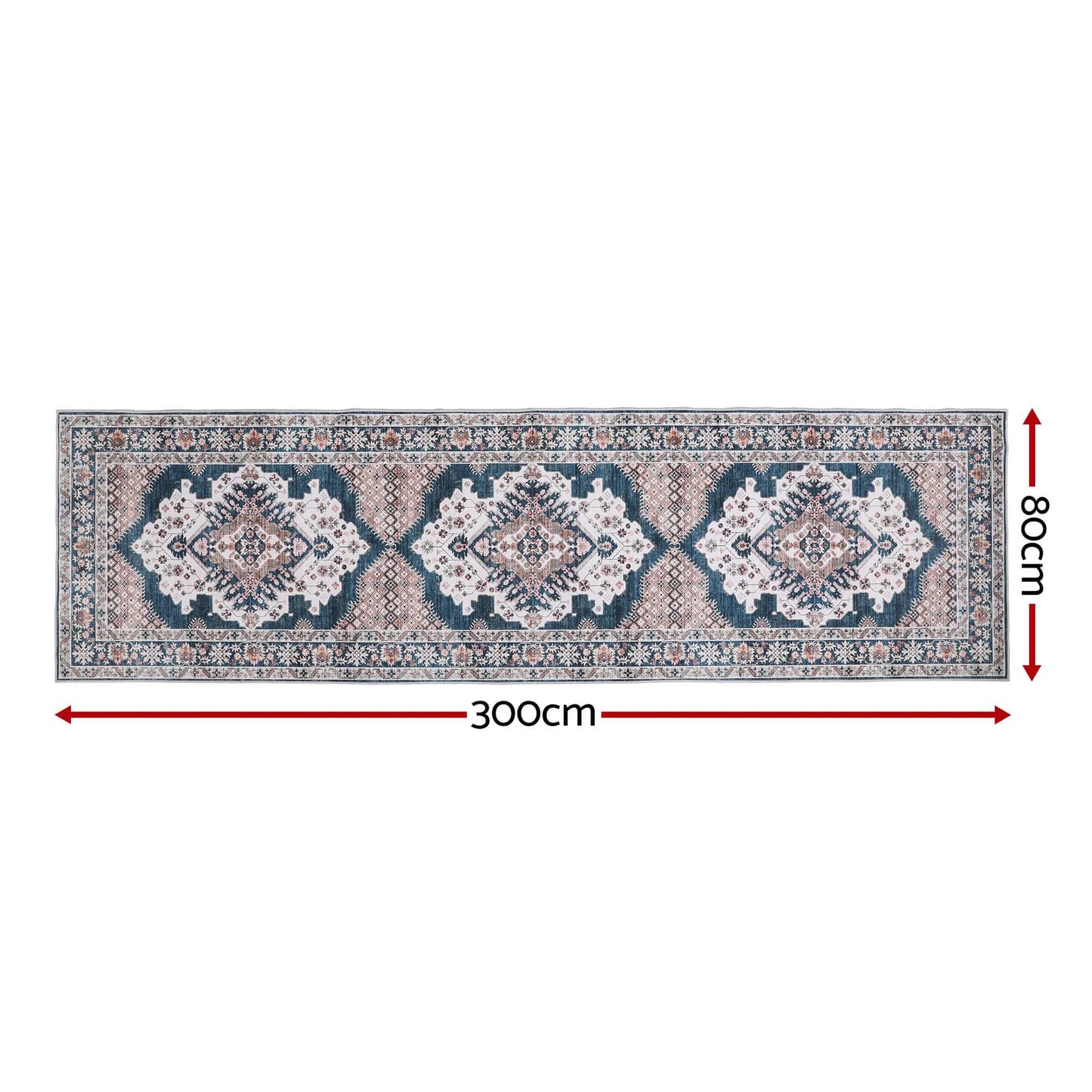 Artiss 80 x 300 cm Washable Runner Area Rug No Hard Glue Quilt-Like Soft for Home Decor, 0.5cm Ultra-Thin Pet Friendly Bohemian Medallion Bedroom Carpet