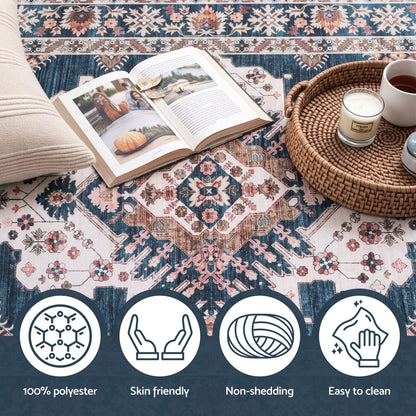 Artiss 80 x 300 cm Washable Runner Area Rug No Hard Glue Quilt-Like Soft for Home Decor, 0.5cm Ultra-Thin Pet Friendly Bohemian Medallion Bedroom Carpet
