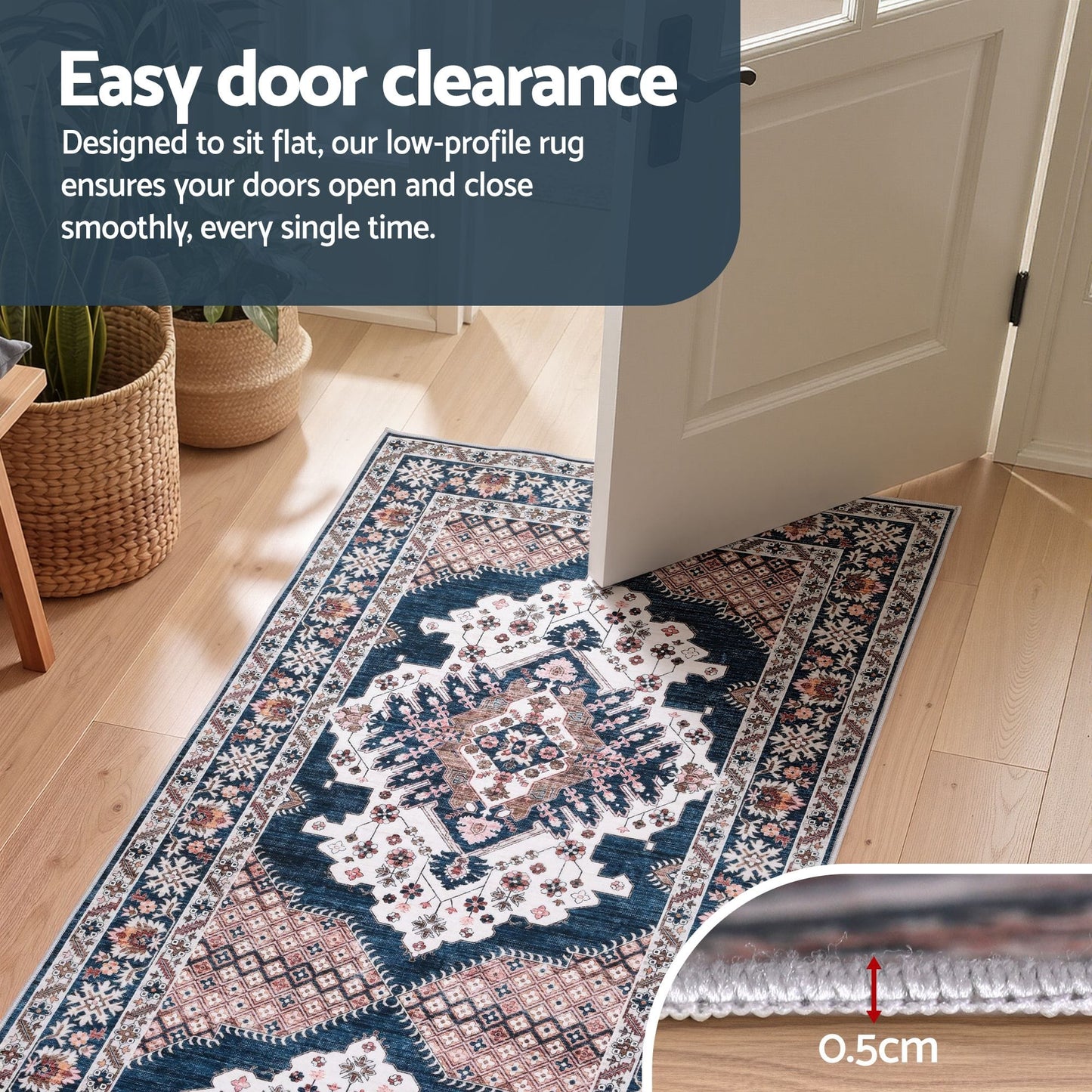 Artiss 80 x 300 cm Washable Runner Area Rug No Hard Glue Quilt-Like Soft for Home Decor, 0.5cm Ultra-Thin Pet Friendly Bohemian Medallion Bedroom Carpet