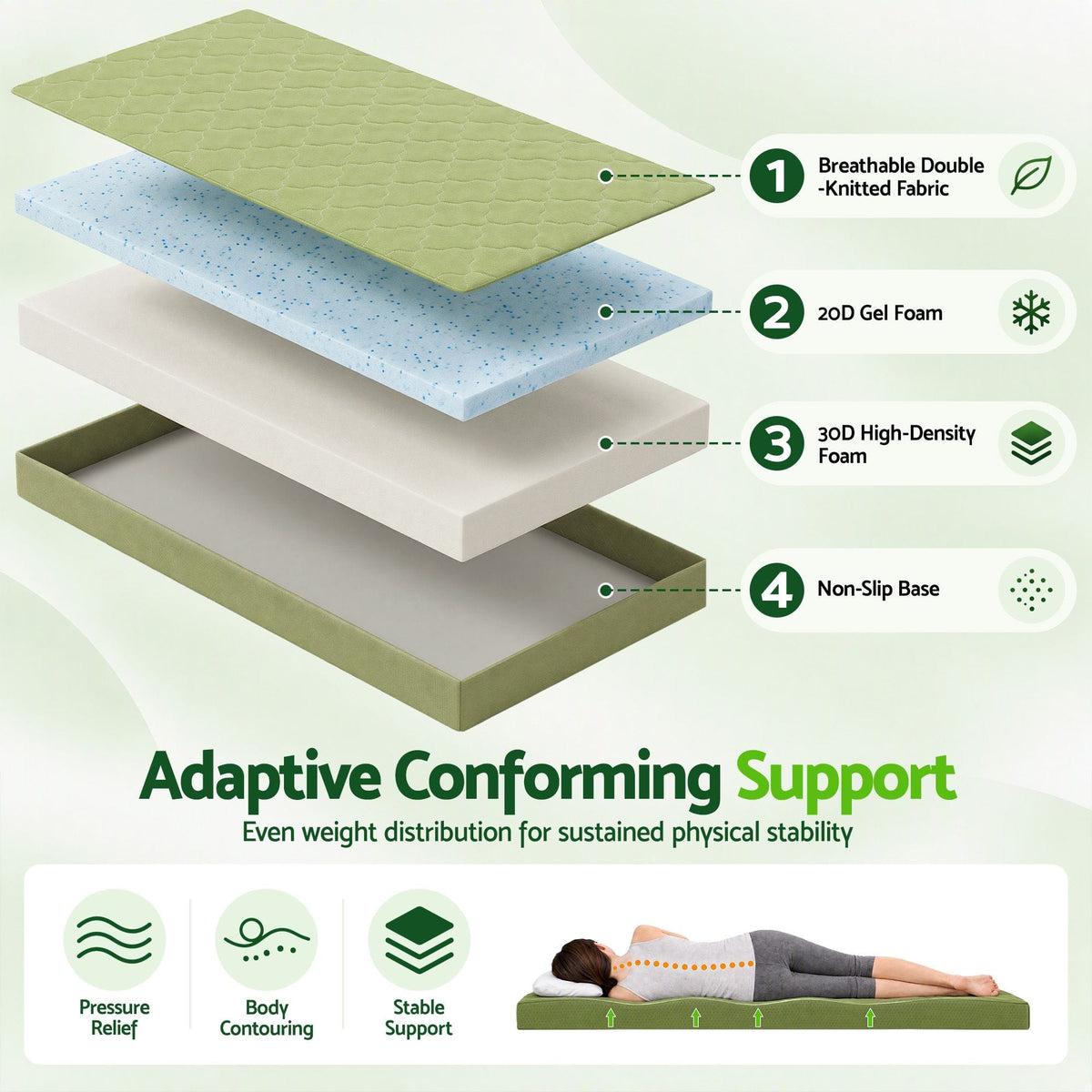 Alona.com.au Furniture > Mattresses > Single Mattress Giselle Folding Mattress Single 8cm Foldable Camping Travel Roll-Up Floor Bed