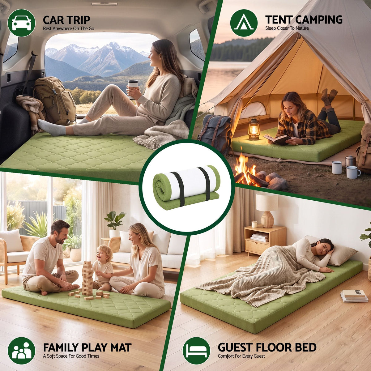 Alona.com.au Furniture > Mattresses > Single Mattress Giselle Folding Mattress Single 8cm Foldable Camping Travel Roll-Up Floor Bed