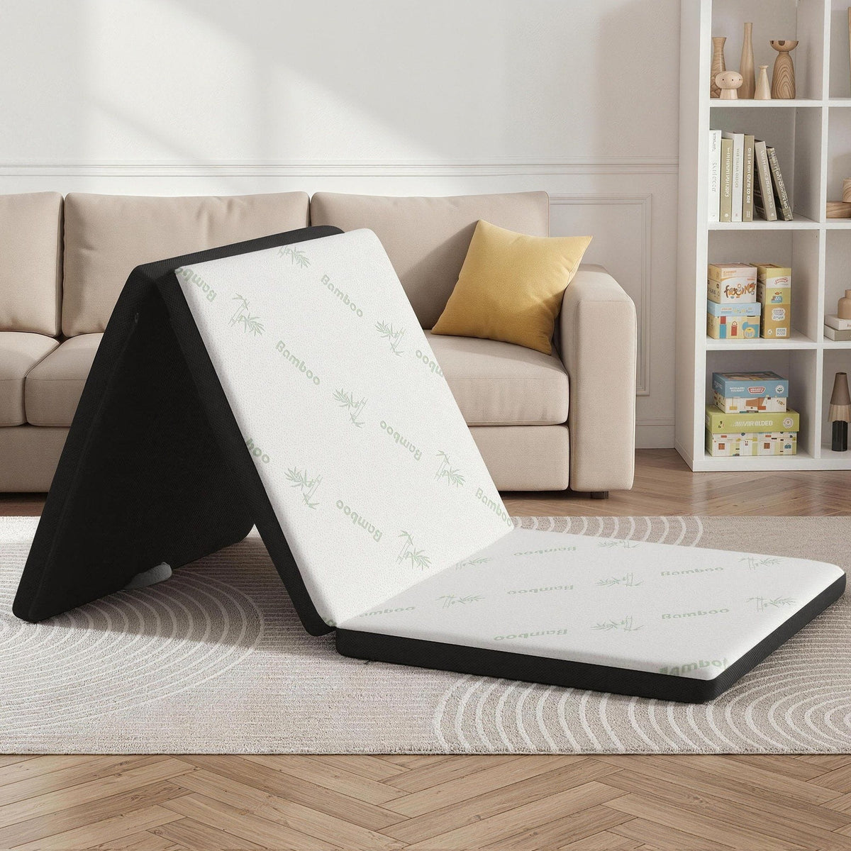 Alona.com.au Furniture > Mattresses > Single Mattress Giselle Folding Mattress 5cm Single Foldable Foam Bamboo Portable Camping Guest Bed Mat