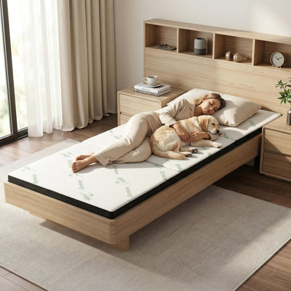 Alona.com.au Furniture > Mattresses > Single Mattress Giselle Folding Mattress 5cm Single Foldable Foam Bamboo Portable Camping Guest Bed Mat