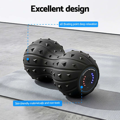 Everfit Electric Vibrating Peanut Massage Ball 5 Adjustable Levels High Power 3000RPM Motor 4D Floating Point Deep Tissue Trigger Point Muscle Relaxation Yoga Home Gym Type-C Rechargeable Support 80kg