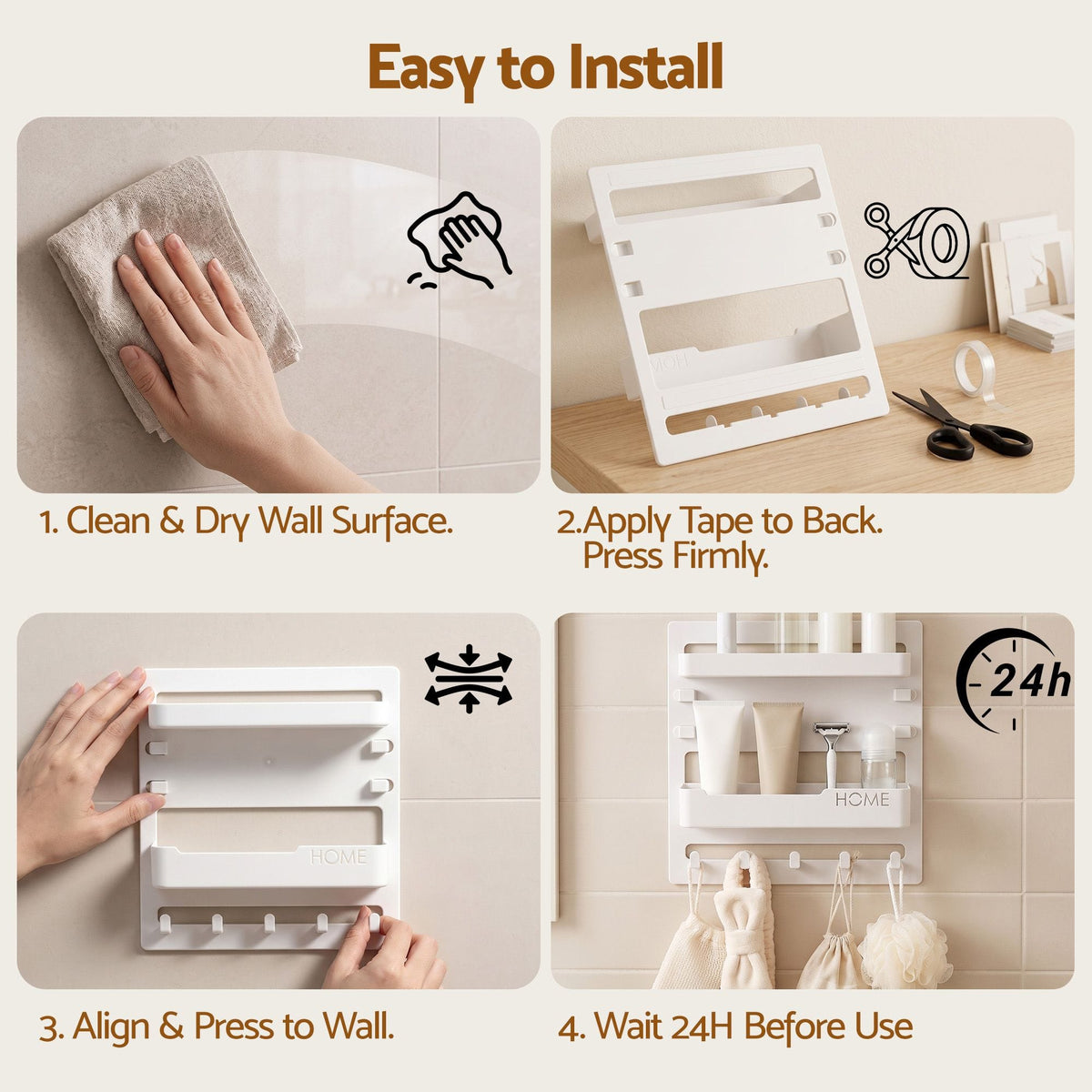 Artiss Bedside Shelf Wall Mount Organizer - Self-Adhesive Floating Nightstand Caddy for Storage, No-Drill Stick-On Aesthetic Room Decor for Girls & Dorms