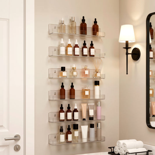 Alona.com.au Furniture > Living Room > Bookcases & Shelves Artiss 6-Pack Acrylic Wall Shelves, Clear Floating Display Shelf with Detachable Panels & Front Lip